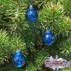 Set Of 3 Cobalt Blue Glass Balls