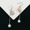 Cherry Blossom Moon Drop Pearl Earrings 1 Cherry Blossom Moon Drop Pearl Earrings -Gift Sales Shop Cherry Blossom Flower Drop Pearl Earrings A