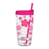 Cherry Blossom Triton Double Wall Tumbler W/Straw 1 Cherry Blossom Triton Double Wall Tumbler W/Straw -Gift Sales Shop Cherry Blossom Tritan Double Wall Tumbler with Straw L