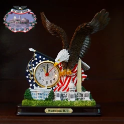 Great Eagle American Flag Clock