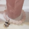 Pink Quartz And Silver Cherry Blossom Charm Bracelet -Gift Sales Shop Pink Quartz and Silver Cherry Blossom Charm Bracelet L