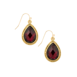 Red Room Siam Faceted Teardrop Earrings