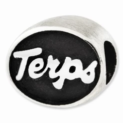 Sterling Silver Antiqued University Of Maryland Collegiate Bead