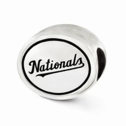 Sterling Silver Antiqued Washington Nationals MLB Bead