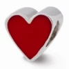Sterling Silver Red Enameled Heart Reflections Bead -Gift Sales Shop Sterling Silver Red Enameled Heart Reflections Bead L