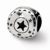 Sterling Silver Reflections Circle W/Stars Bead 1 Sterling Silver Reflections Circle W/Stars Bead -Gift Sales Shop Sterling Silver Reflections Circle with Stars Bead L