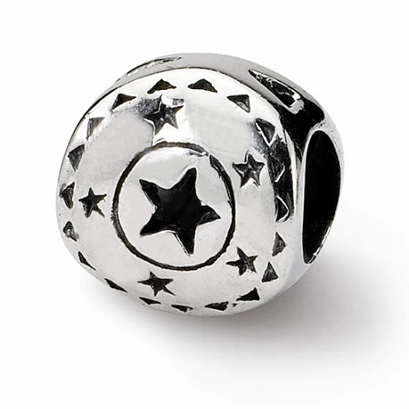 Sterling Silver Reflections Circle W/Stars Bead 3 Sterling Silver Reflections Circle W/Stars Bead