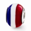 Sterling Silver Reflections Red/White/Blue Italian Murano Glass Bead 2 Sterling Silver Reflections Red/White/Blue Italian Murano Glass Bead -Gift Sales Shop Sterling Silver Reflections Red and White and Blue Italian Murano Glass Bead L