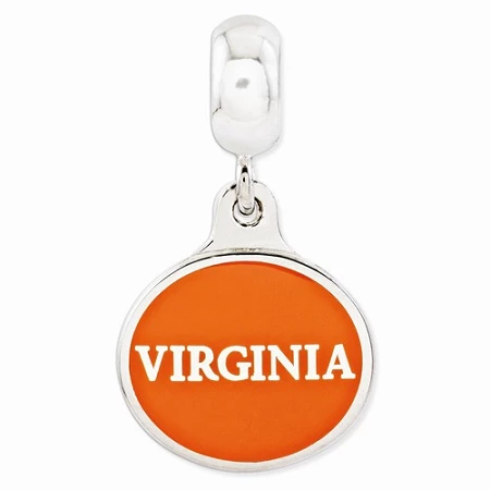 Sterling Silver University Of Virginia Collegiate Enameled Dangle Bead 3 Sterling Silver University Of Virginia Collegiate Enameled Dangle Bead