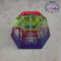 Washington DC Rainbow Glass Hexagon Paperweight