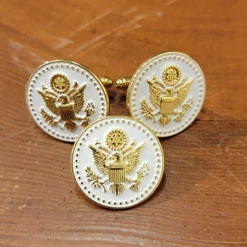 White And Gold Great Seal Cufflinks And Lapel Pin Set